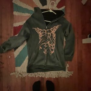 Skeleton zip up jacket gray
